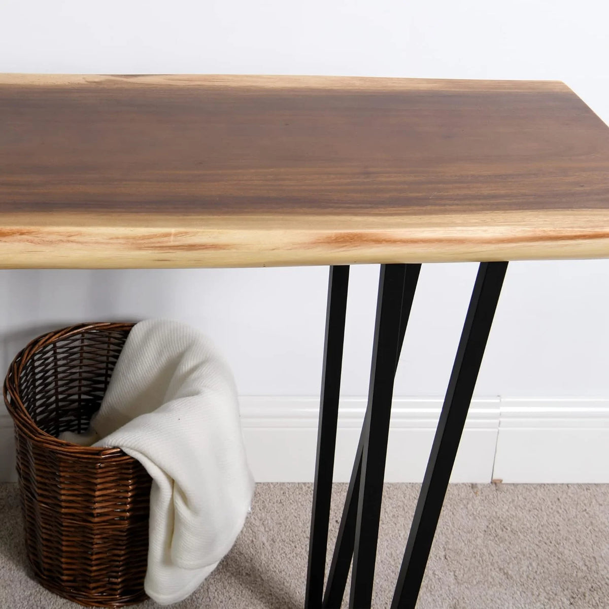 Solid Wood Console Table with Metal Legs U9407