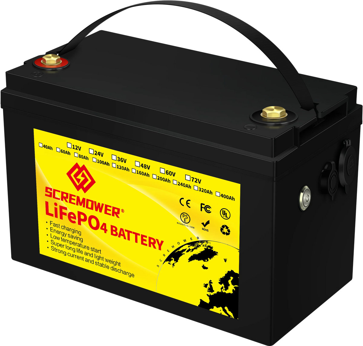 12V 100AH LiFePO4 Lithium Battery with 100A BMS R1464