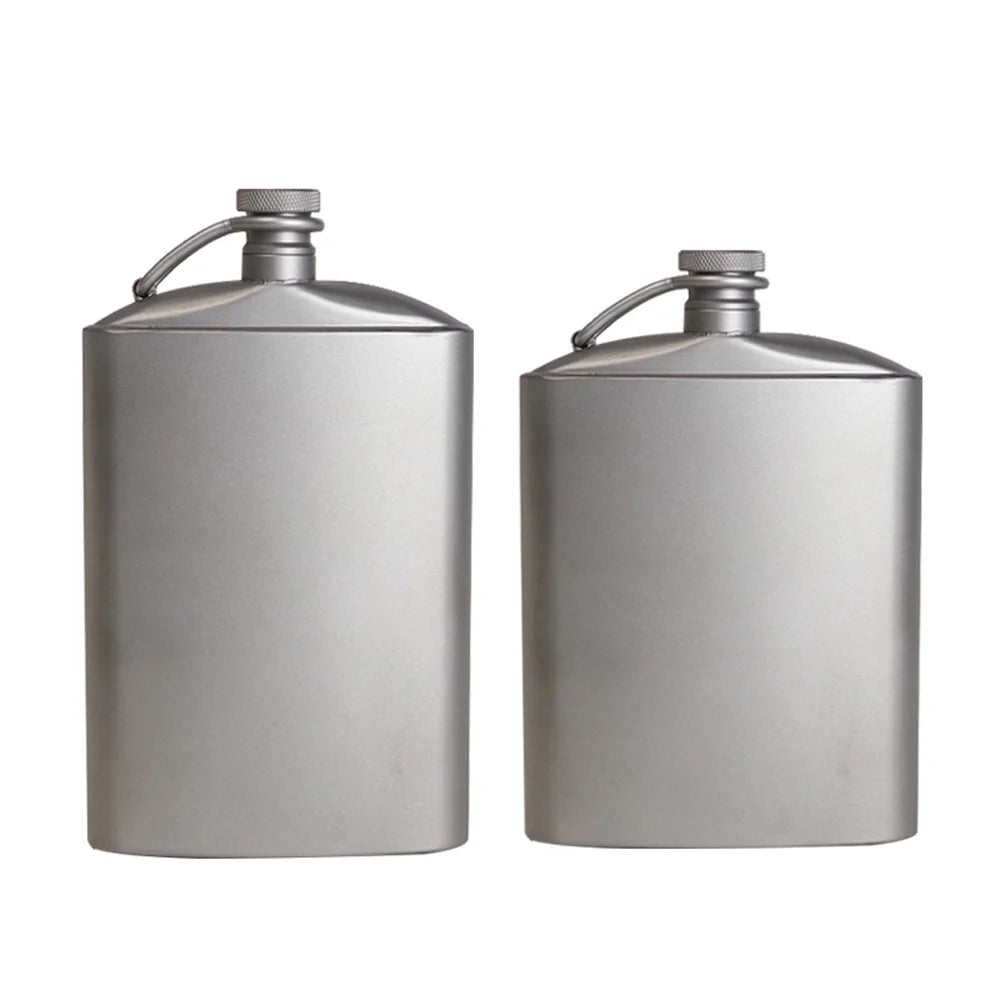Titanium Flask Hip Flagon with Screw Clip Ultralight Flat Bottle with Ti Funnel J238279