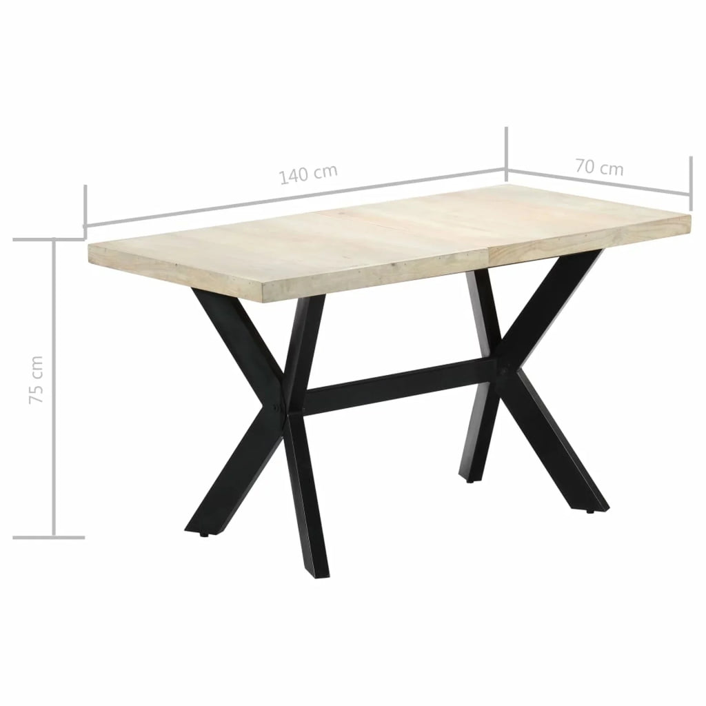 Modern Dining Table Mango Wood Tabletop Steel Frame 55.1 Inches Z73039