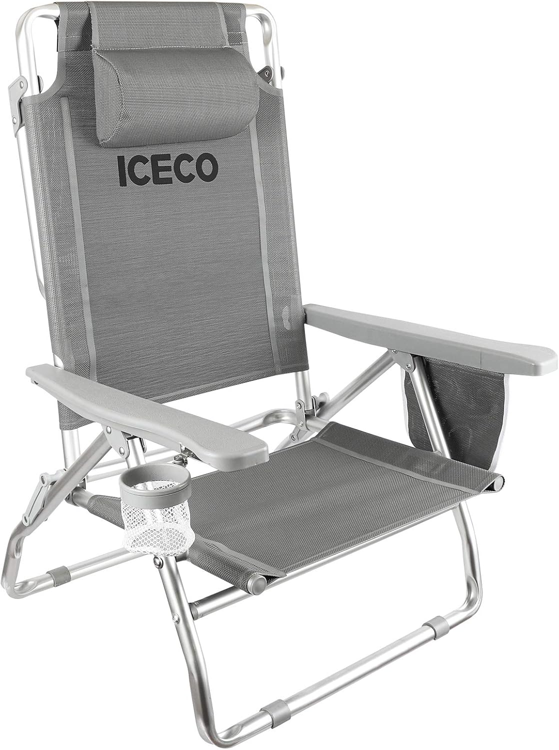 5-Position Folding Aluminium Camping Chair with Cup Holder Storage Bag Q778