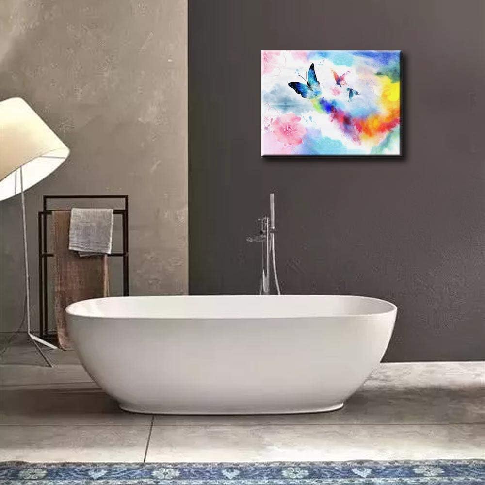Colorful Butterfly Framed Canvas Wall Art (16'' x 24'') T130