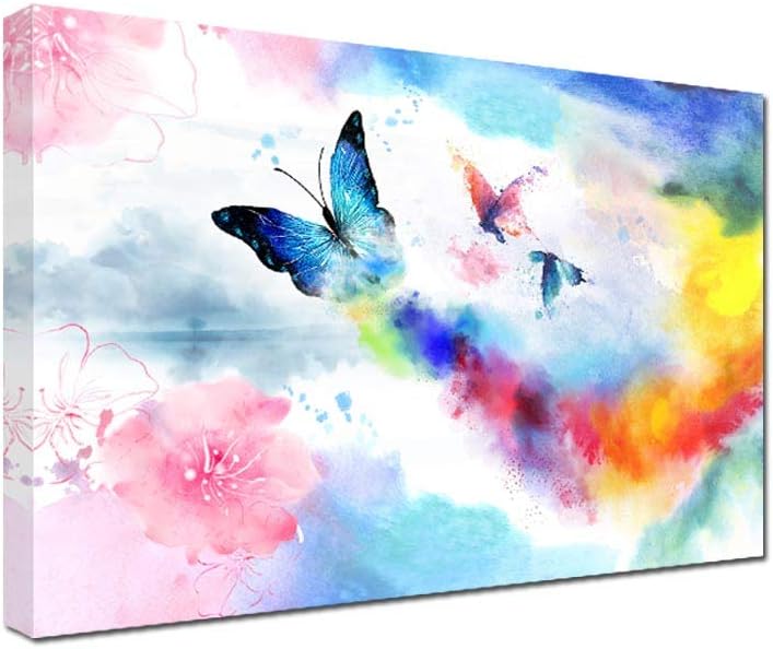 Colorful Butterfly Framed Canvas Wall Art (16'' x 24'') T130