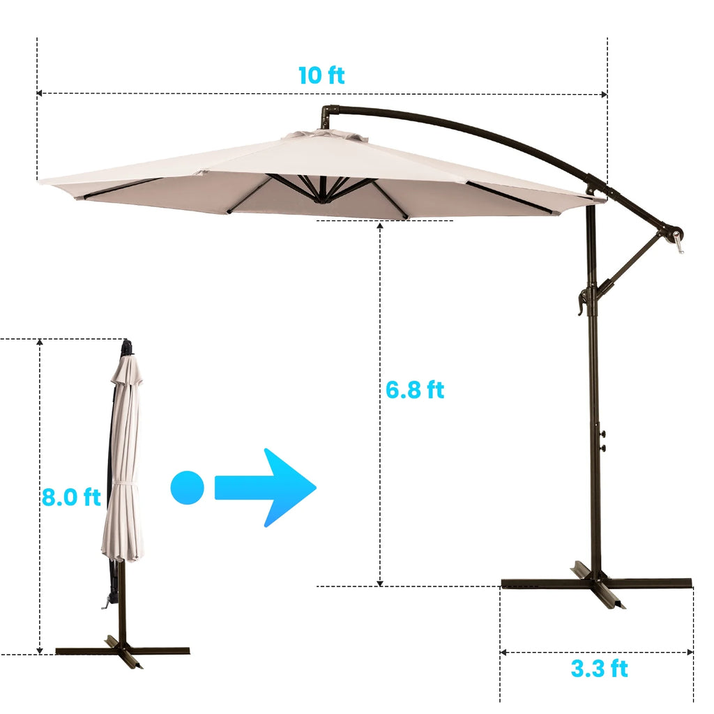 10' Outdoor Hanging Offset Cantilever Umbrella Q870
