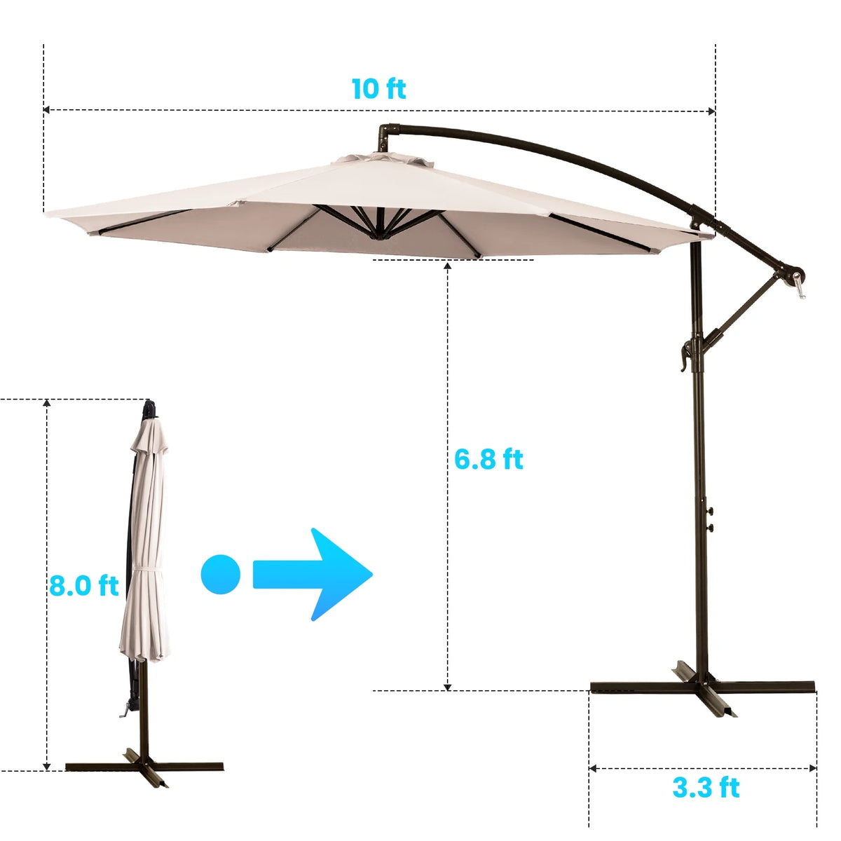 10' Outdoor Hanging Offset Cantilever Umbrella Q870