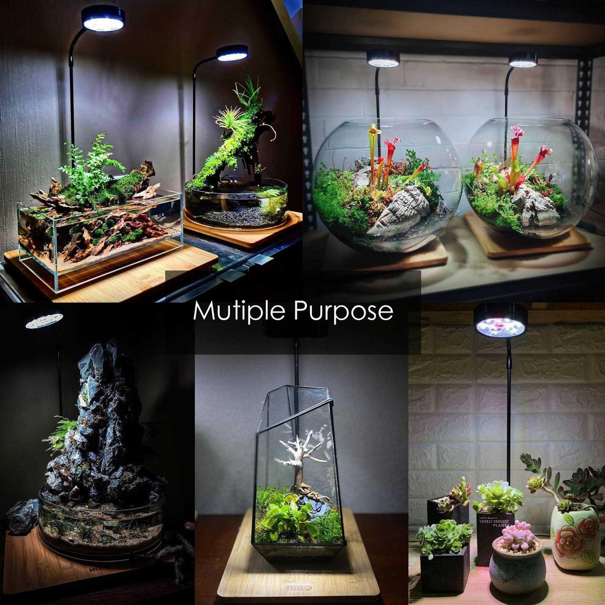 Full Spectrum LED Light with Bamboo Board Aquarium Nano Tank H148