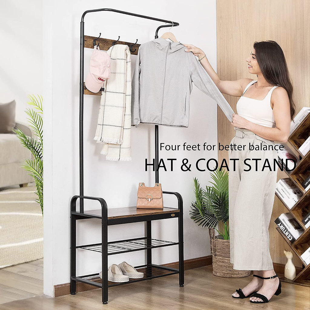 3-in-1 Entryway Hall Tree with Storage Bench J9138