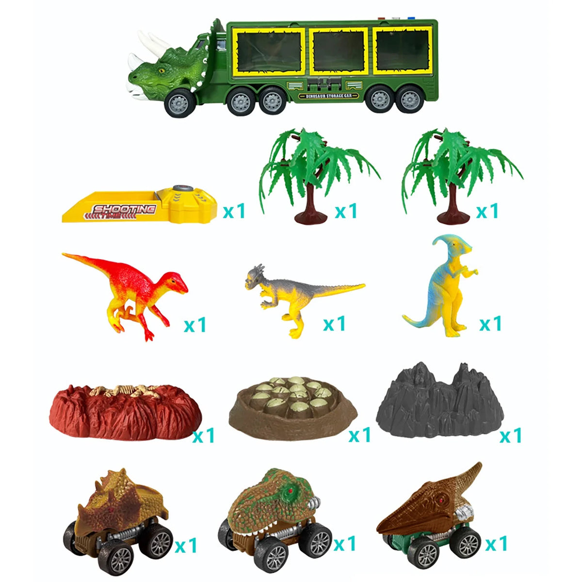 Dinosaur Transport Truck Carrier Toy Car With Dinosaurs Helicopter Portable Handle K2882