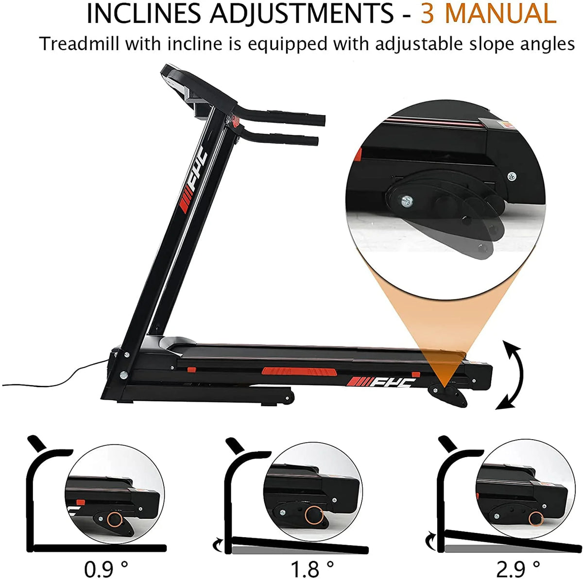 Folding Treadmill 300lb Capacity 3.5HP with Incline B29240