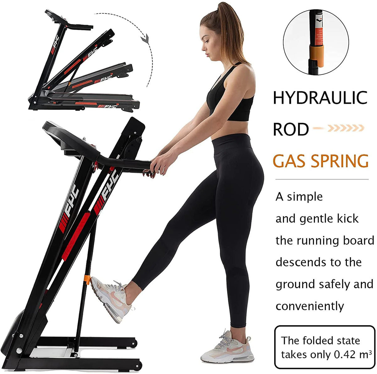 Folding Treadmill 300lb Capacity 3.5HP with Incline B29240