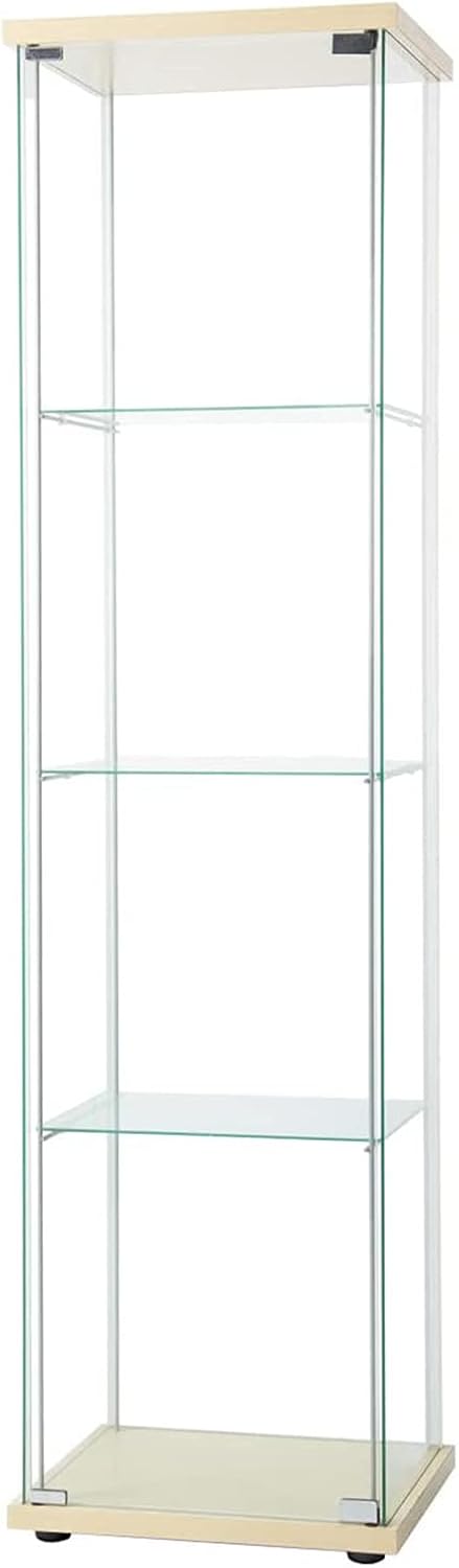 Black 4 Layers Glass Display Cabinet with Door P175173