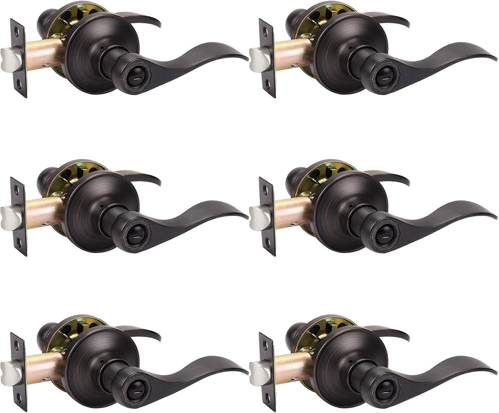 8 Pack Matte Black Privacy Door Knobs with Thumb Turn Lock X7586