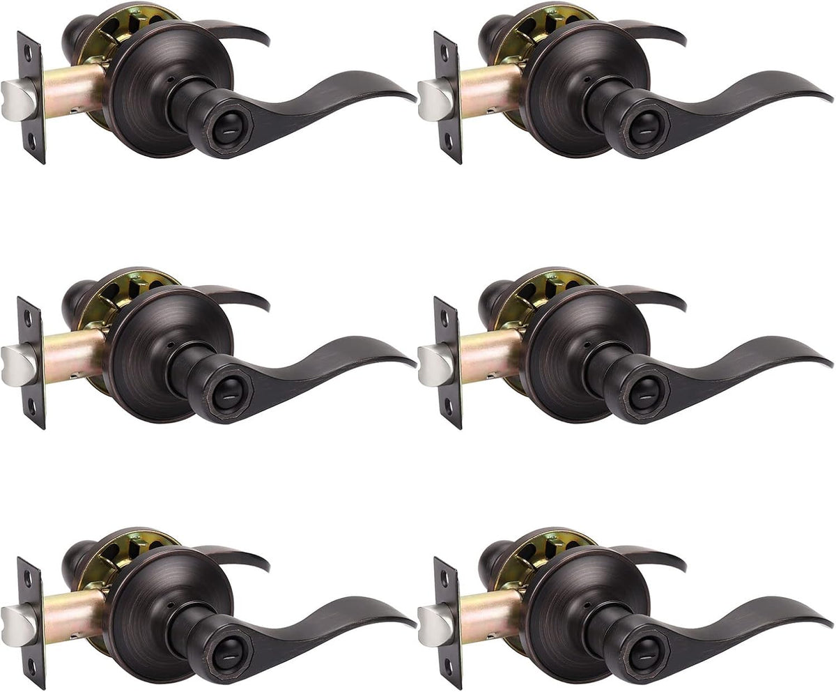 8 Pack Matte Black Privacy Door Knobs with Thumb Turn Lock X7586