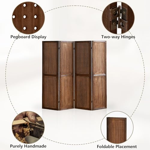 5.6Ft Wooden Pegboard Room Divider X87818
