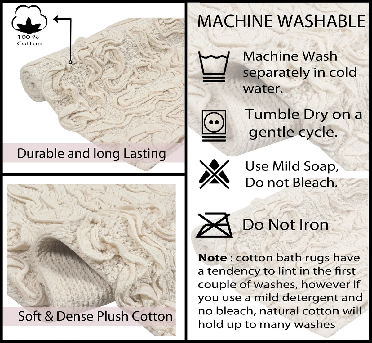 Linen Cotton Bathroom Contour Rug N848239