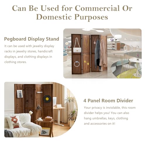 5.6Ft Wooden Pegboard Room Divider X87818