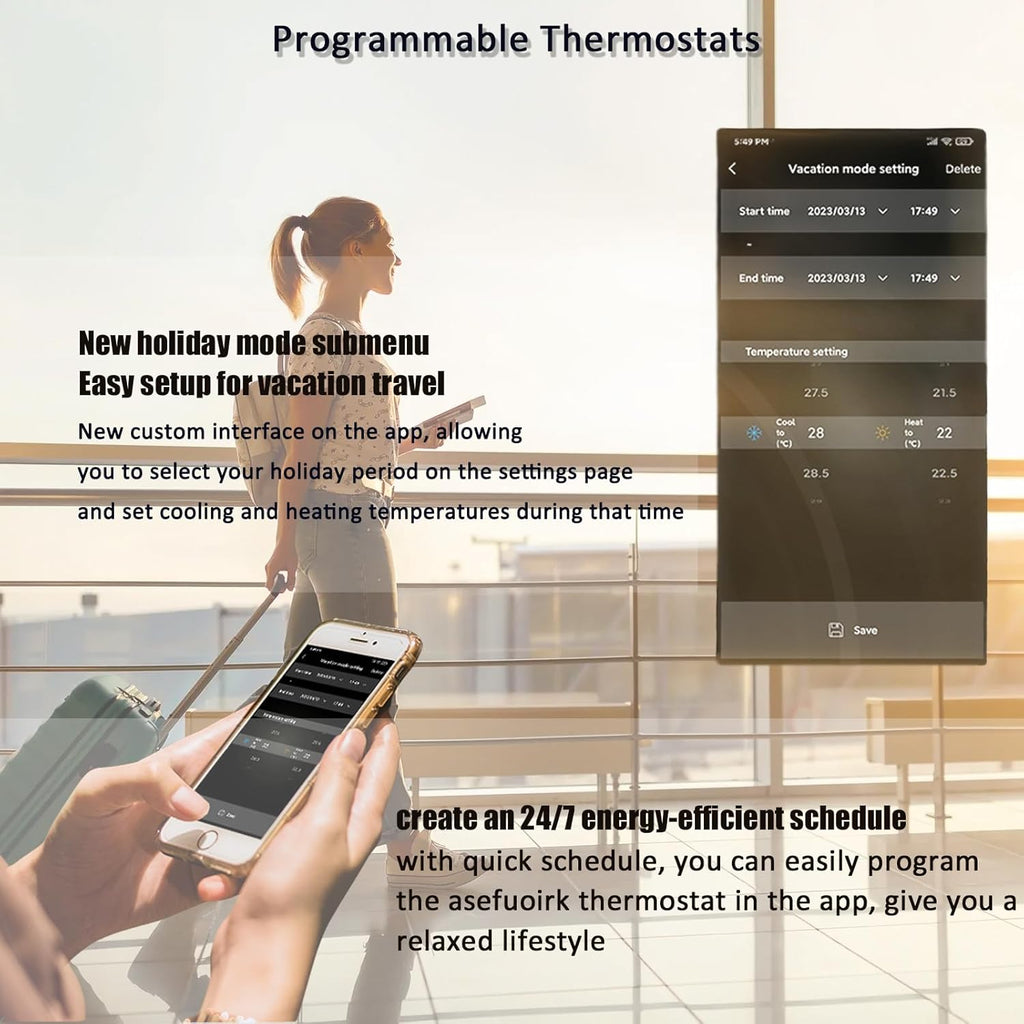 Digital WiFi Thermostat with App and LCD Color Screen W9698
