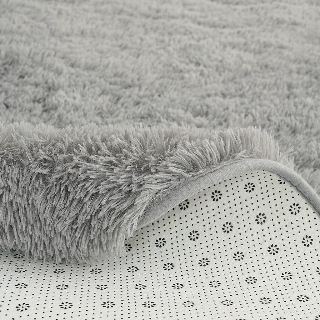 Gray Round Fluffy Shaggy Area Rug 5'x5' K999