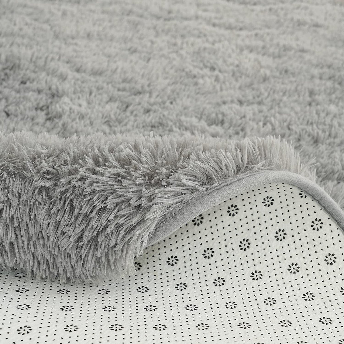 Gray Round Fluffy Shaggy Area Rug 5'x5' K999