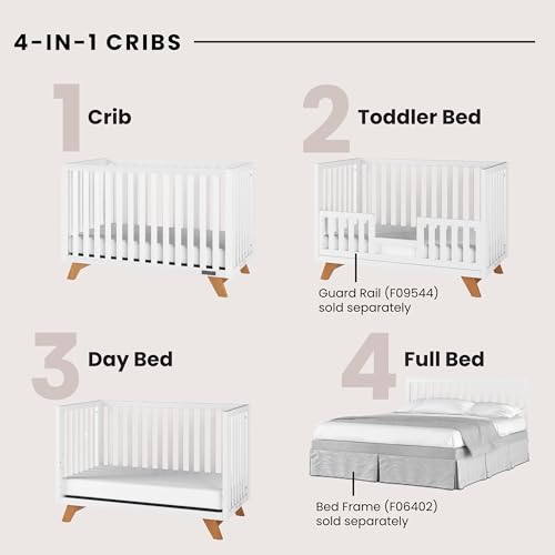 4-Piece Nursery Set with Crib, Dresser, Changing Table Topper, Chest, Nightstand A8452