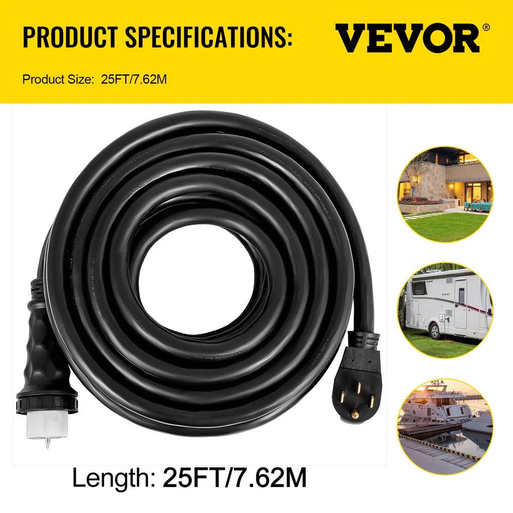 25FT Generator Power Cord 50-Amp 125/250-volt 14-50P to CS6364 Locking Connector T376