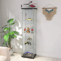 Black 4 Layers Glass Display Cabinet with Door P175173