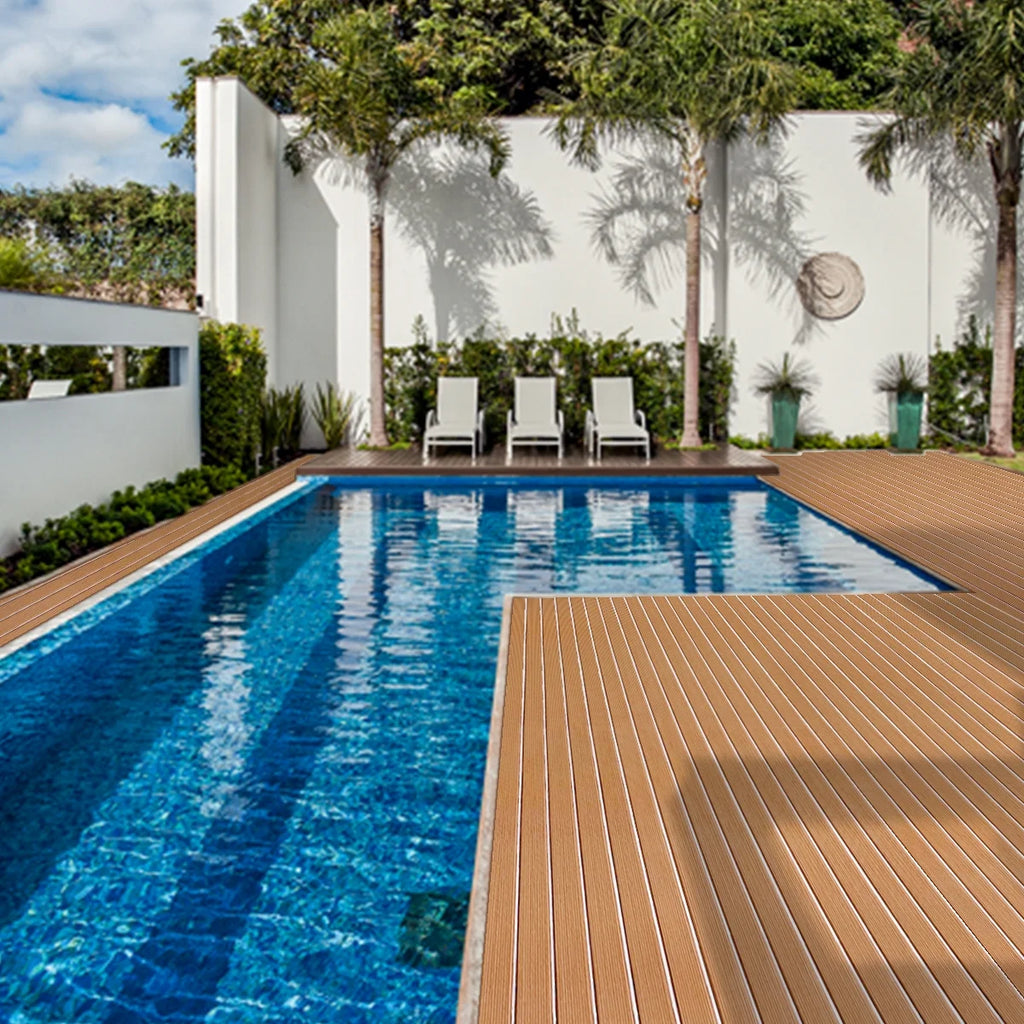 94"× 35" EVA Foam Faux Teak Decking Sheet Self-Adhesive Non-Skid Marine Flooring D8051