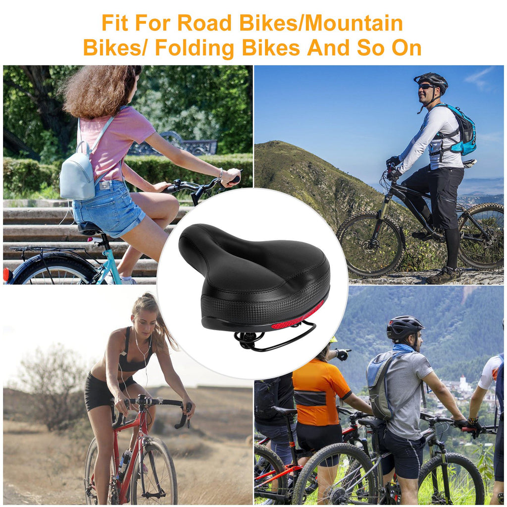 Black Red Bicycle Saddle Replacement with Dual Shock Absorbing Springs X33337