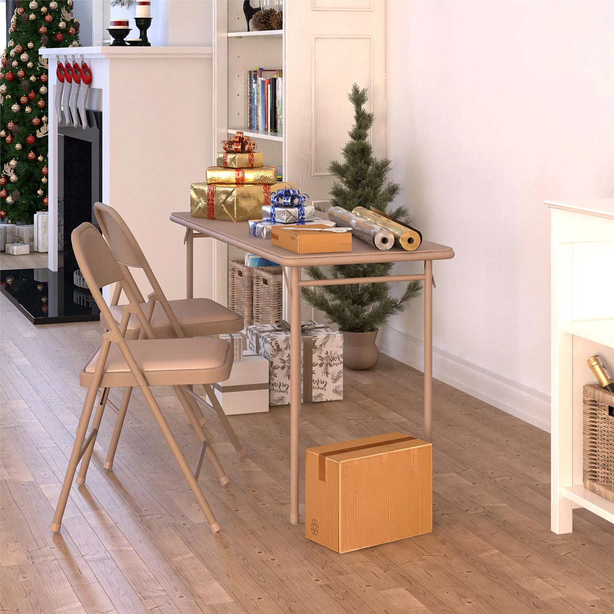Vinyl Upholstered Steel Frame Folding Table N404119