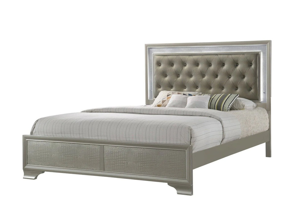 California King Size Faux Leather Bed Set S1953