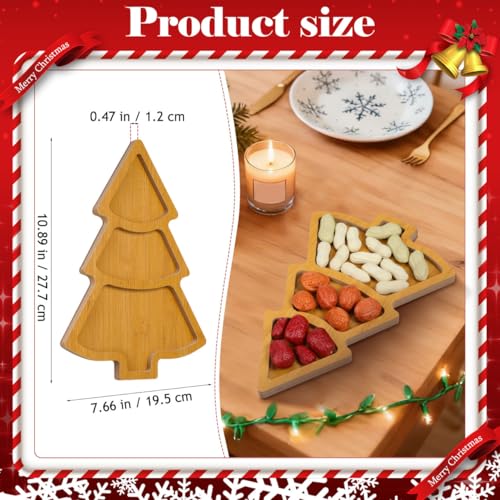2Pcs Christmas Tree Shaped Wooden Serving Platters P88315