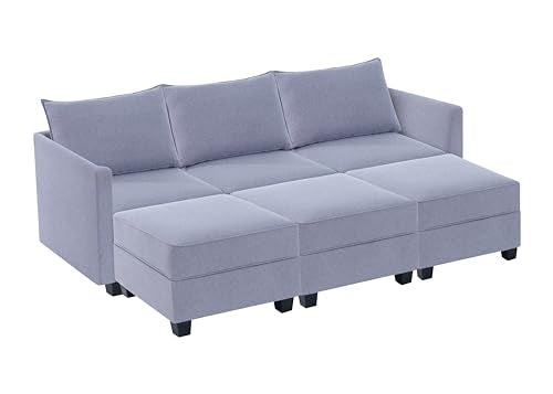 Caramel 6-Seater Modular Sleeper Couch with Ottoman Air Leather H173