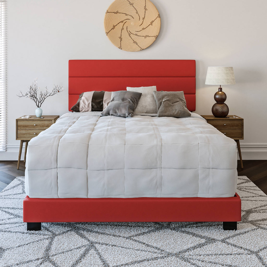 Black Faux Leather Twin Platform Bed Frame D7776