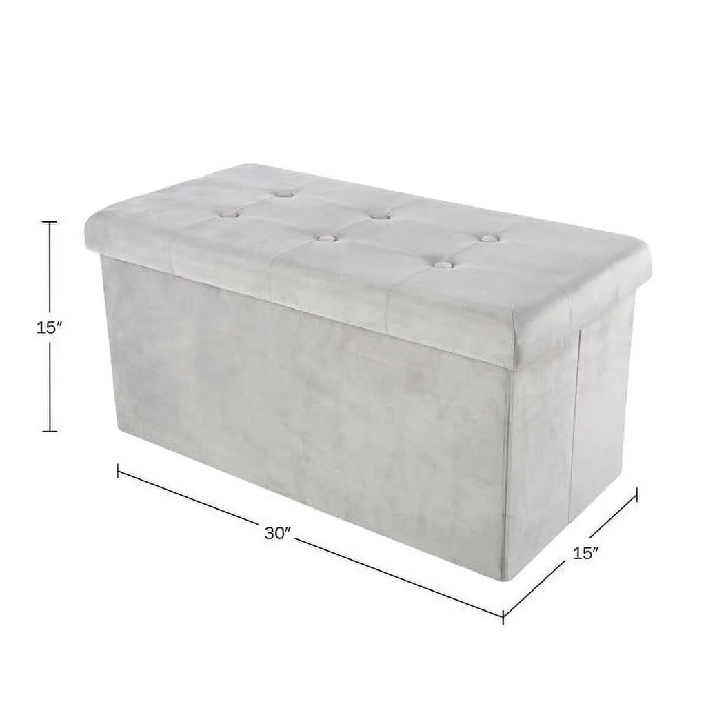 Gray Velvet Tufted Storage Ottoman P21344