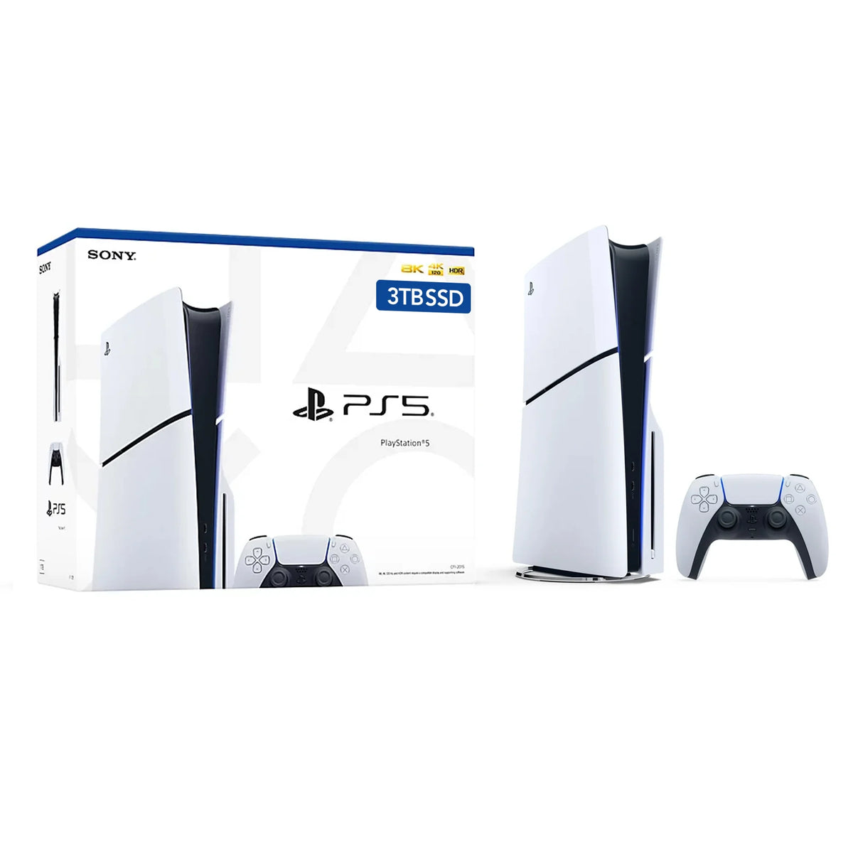 White PS5 Disc Slim Gaming Console with Wireless Controller T18122