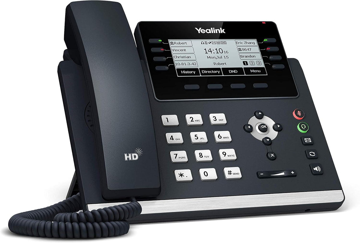 IP Phone, 12 VoIP Accounts, 3.7-Inch Graphical Display, Dual-Port Gigabit Ethernet, PoE I89390