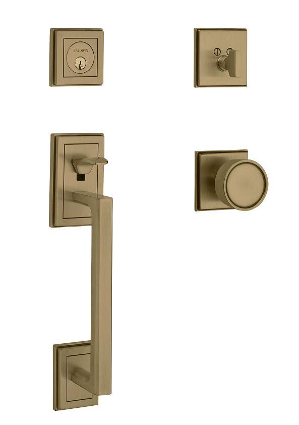 Satin Brass/Black Single Cylinder Sectional Handleset with Knob P898