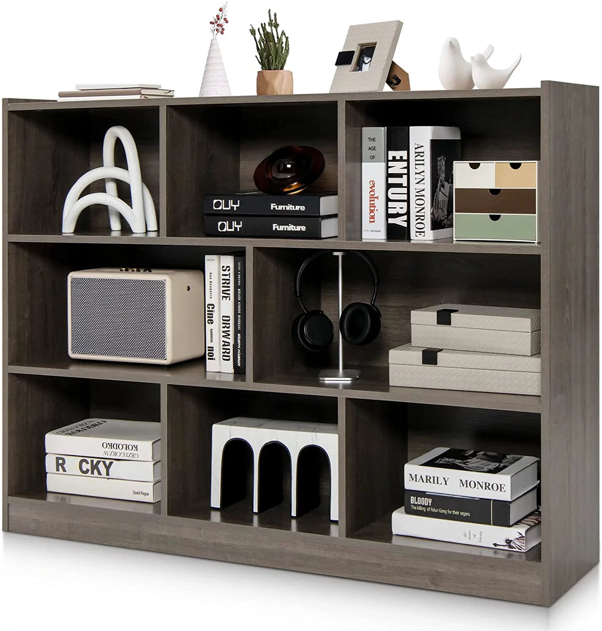 3 Tier 8 Cube Wood Storage Bookcase I85636
