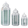 3-Piece White Iron Lantern Set L38564