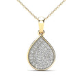 10K Yellow Gold Diamond Teardrop Pendant Necklace J85941