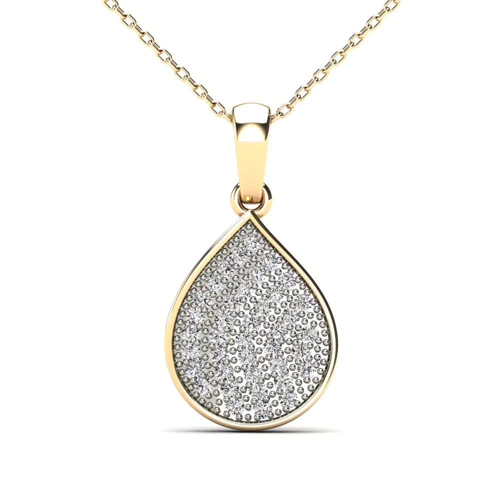 10K Yellow Gold Diamond Teardrop Pendant Necklace J85941