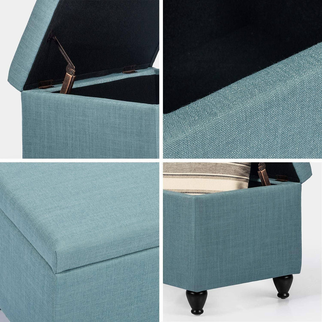 Light Blue Fabric Storage Ottoman M95462