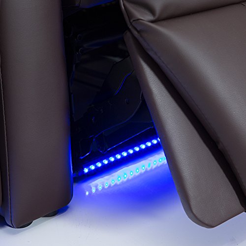 Bonded Leather Power Recline Home Theater Seating Row of 3 Black L939433
