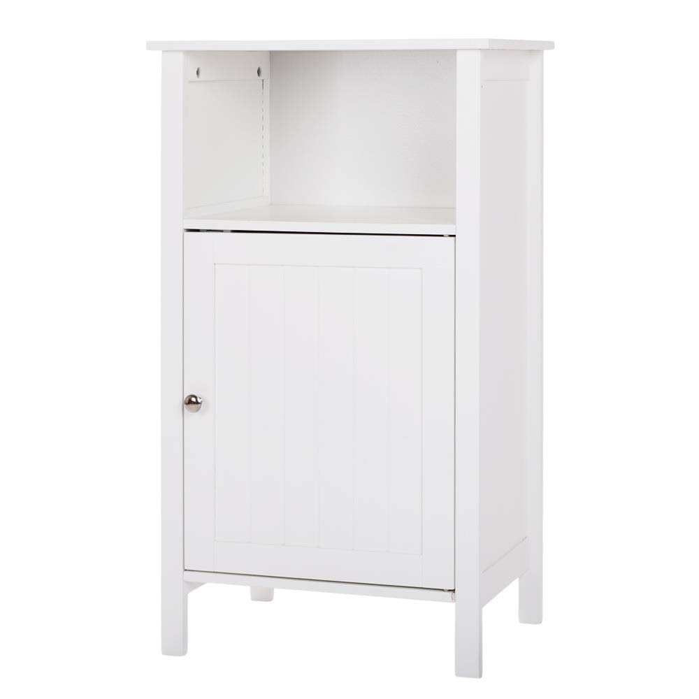 White Wooden Bathroom Floor Cabinet with Adjustable Shelf Z54714