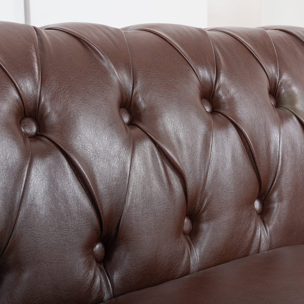 Dark Brown Leather 3-Seater Sofa S532