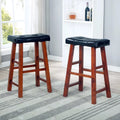 Padded Faux Leather Saddle Seat Barstools, 29 Inches, Set of 2 W73442