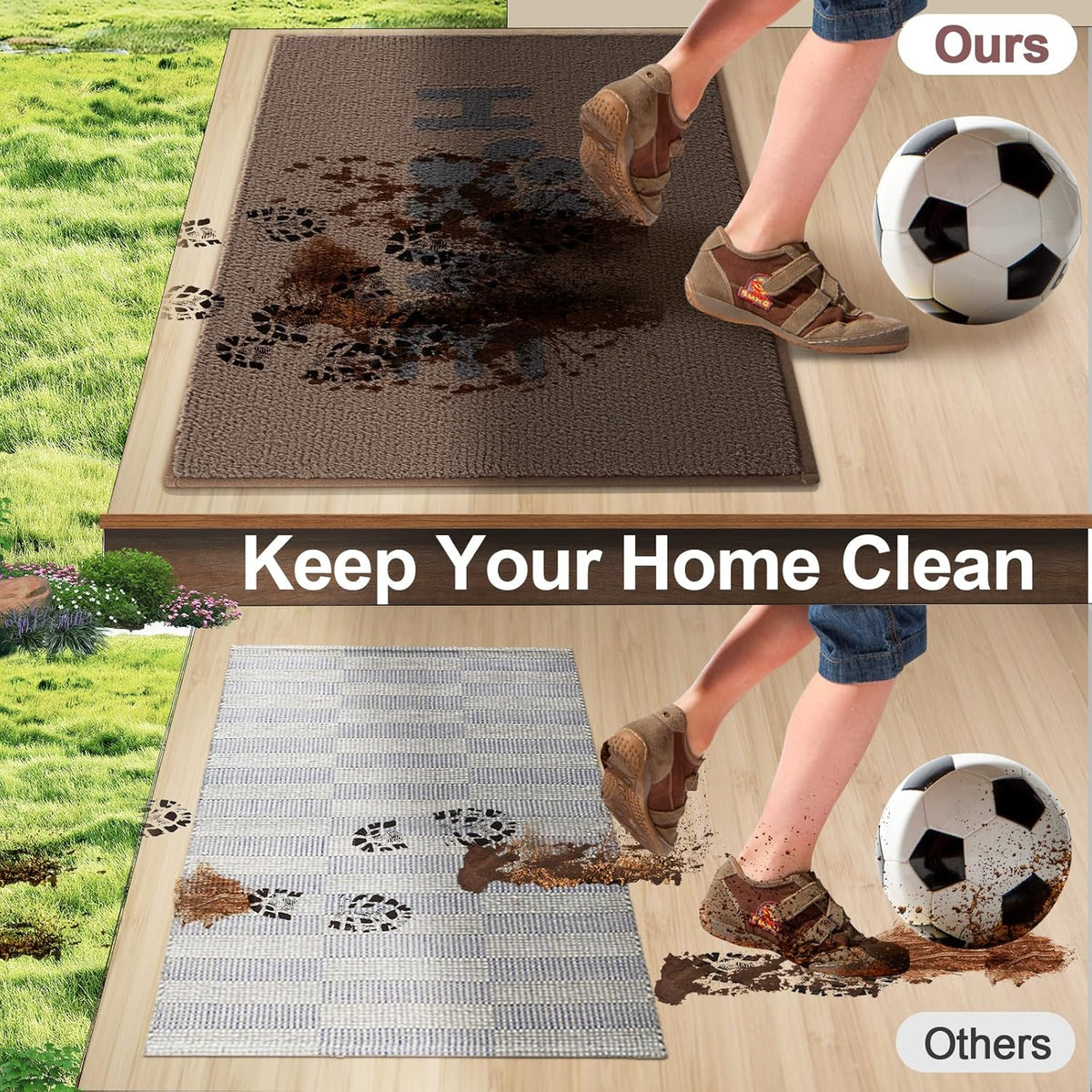 Brown 20"x32" Non Slip Absorbent Door Mat W4632