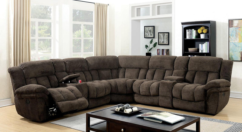 Brown Flannelette Recliner Sectional E660302