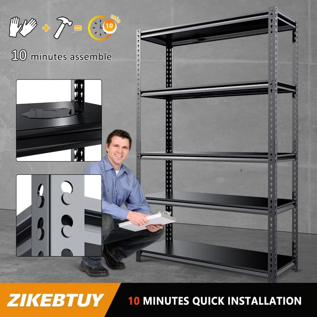 Heavy Duty 5-Tier Metal Garage Storage Shelving Rack, 35.8" W x 16.2" D x 72" H V71584