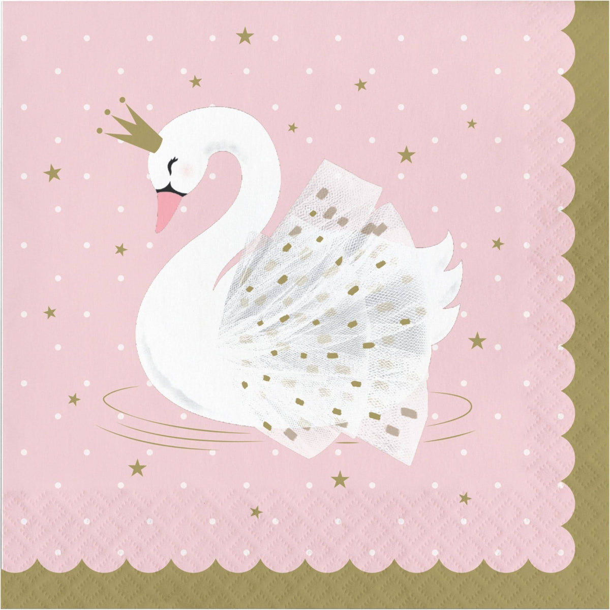 White and Pink Swan 2-Ply Luncheon Napkins P66404